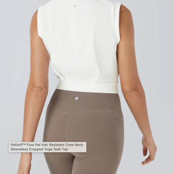 Patitoff Flow Pet Hair Resistant Crew Neck Sleeveless Cropped Yoga Tank Top - Picture 2 of 3